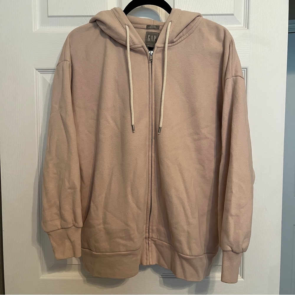 Small Petite Gap Sweats Pink Hoodie with Zipper FrontDrawstrings Side Pockets